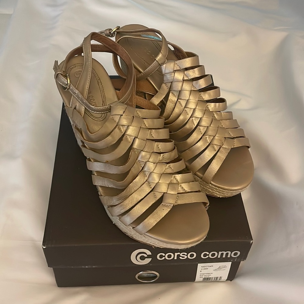 Beige and gold wedge great for running errands and casualwear